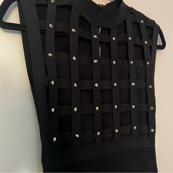 Bebe Black and Studded Bandage Mini Dress - Picture 2 of 4
